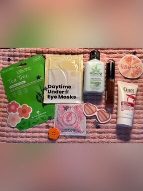 Spa Day Gift Set - Tea Tree Mask~Hempz & Curel Lotion~Eye Masks~Lip Gloss & More